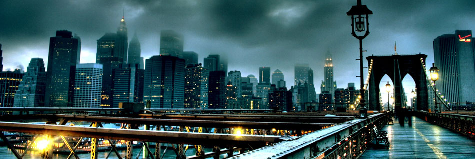 Downtown Manhattan and the Brooklyn Bridge at Dawn